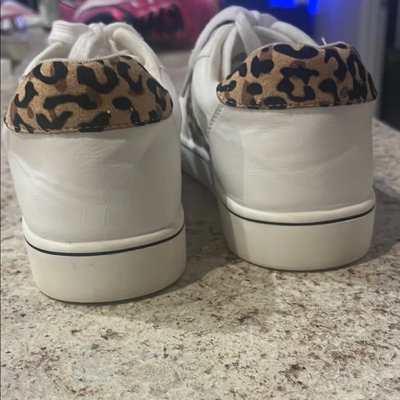 MIA White Sneakers with Leopard Print Accent - Picture 3 of 6